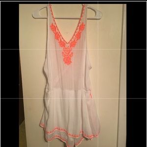 Romper with orange embroidery NWT